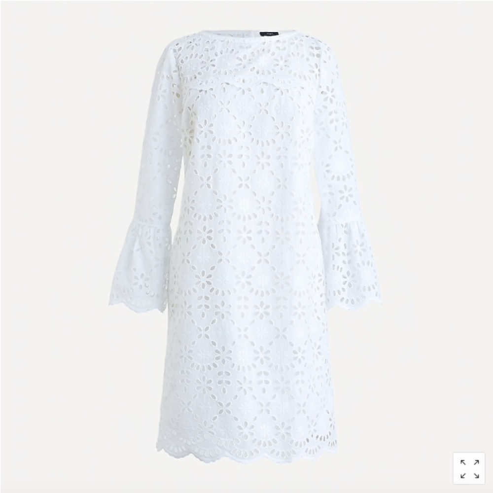 J Crew Bell Sleeve Dress in Embroidered Eyelet